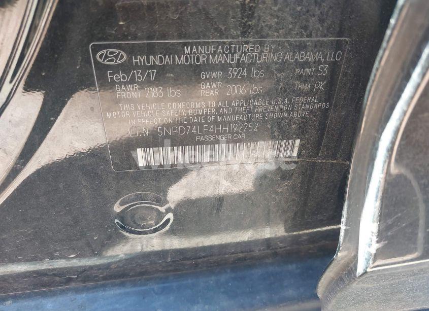 Photo 9 of 2017 Hyundai Elantra SE (VIN 5NPD74LF4HH192252)