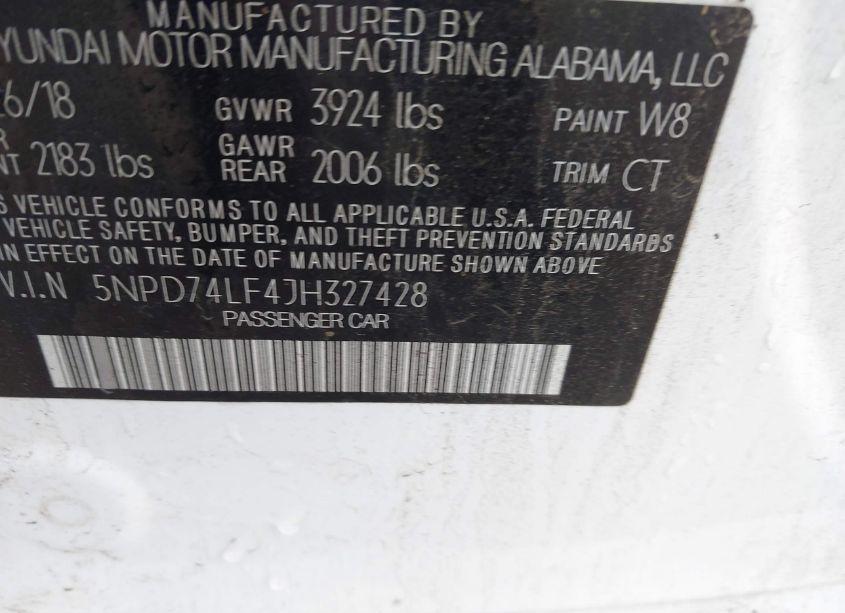 Photo 9 of 2018 Hyundai Elantra SE (VIN 5NPD74LF4JH327428)