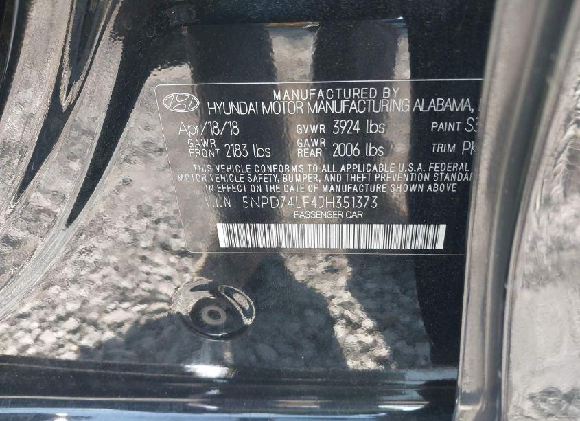 Photo 9 of 2018 Hyundai Elantra SE (VIN 5NPD74LF4JH351373)