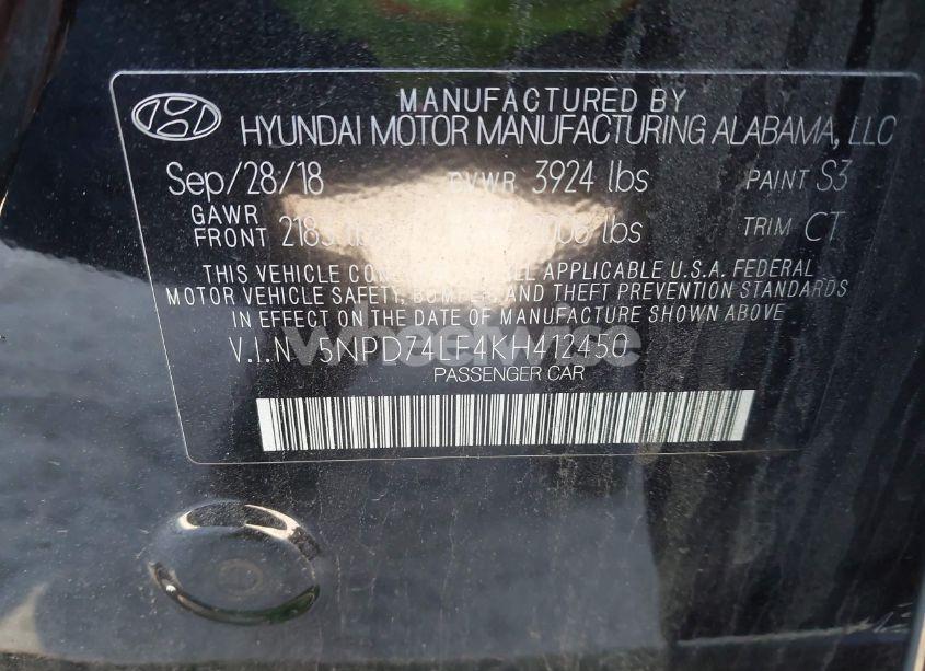 Photo 9 of 2019 Hyundai Elantra SE (VIN 5NPD74LF4KH412450)