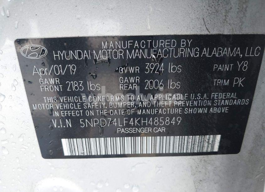 Photo 9 of 2019 Hyundai Elantra SE (VIN 5NPD74LF4KH485849)