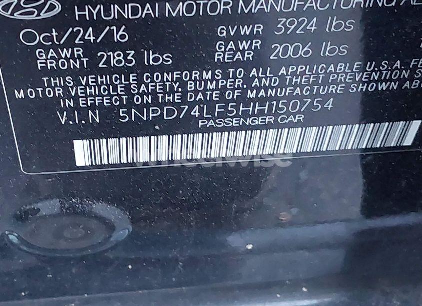 Photo 9 of 2017 Hyundai Elantra SE (VIN 5NPD74LF5HH150754)