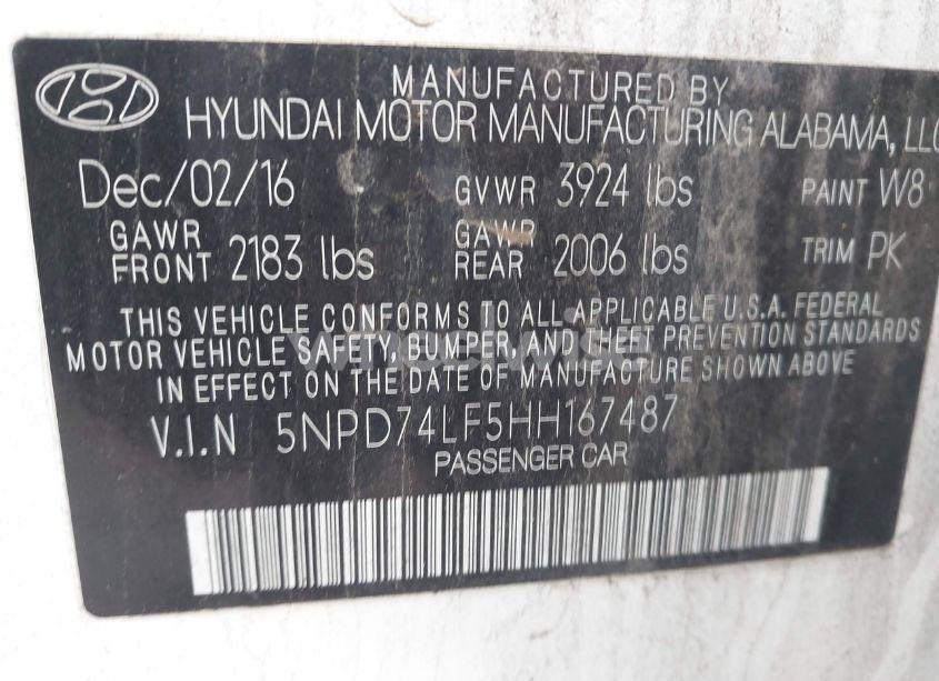 Photo 9 of 2017 Hyundai Elantra SE (VIN 5NPD74LF5HH167487)