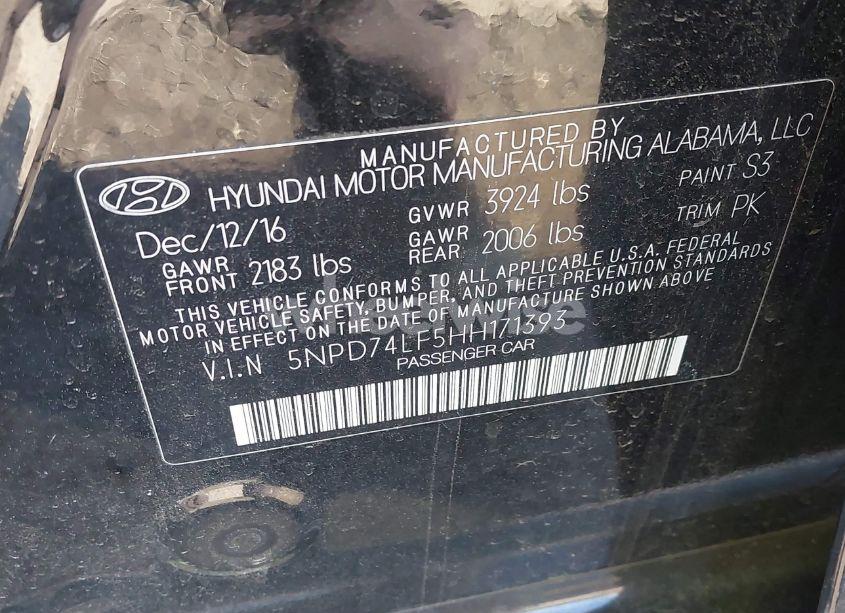 Photo 9 of 2017 Hyundai Elantra SE (VIN 5NPD74LF5HH171393)