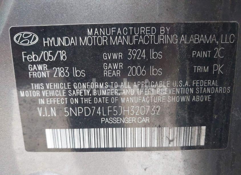 Photo 9 of 2018 Hyundai Elantra SE (VIN 5NPD74LF5JH320732)