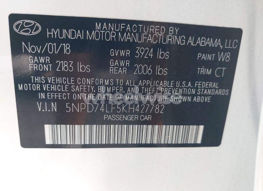 Photo 9 of 2019 Hyundai Elantra SE (VIN 5NPD74LF5KH427782)