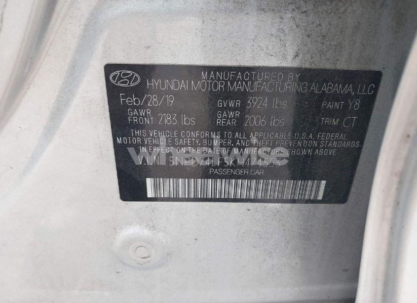 Photo 9 of 2019 Hyundai Elantra SE (VIN 5NPD74LF5KH474553)