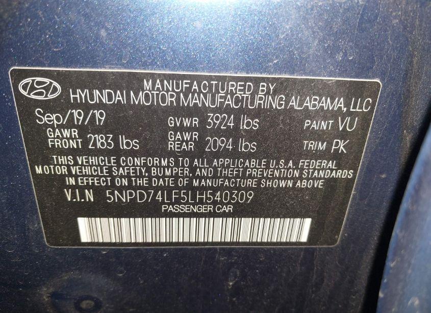 Photo 9 of 2020 Hyundai Elantra SE (VIN 5NPD74LF5LH540309)