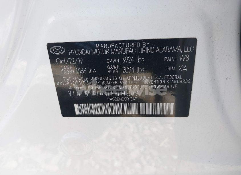 Photo 9 of 2020 Hyundai Elantra SE (VIN 5NPD74LF5LH557921)