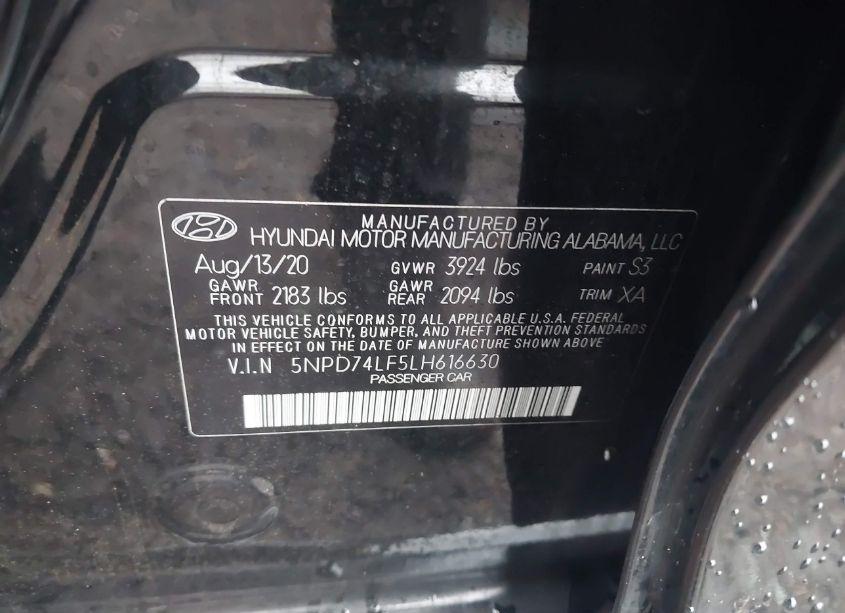 Photo 9 of 2020 Hyundai Elantra SE (VIN 5NPD74LF5LH616630)