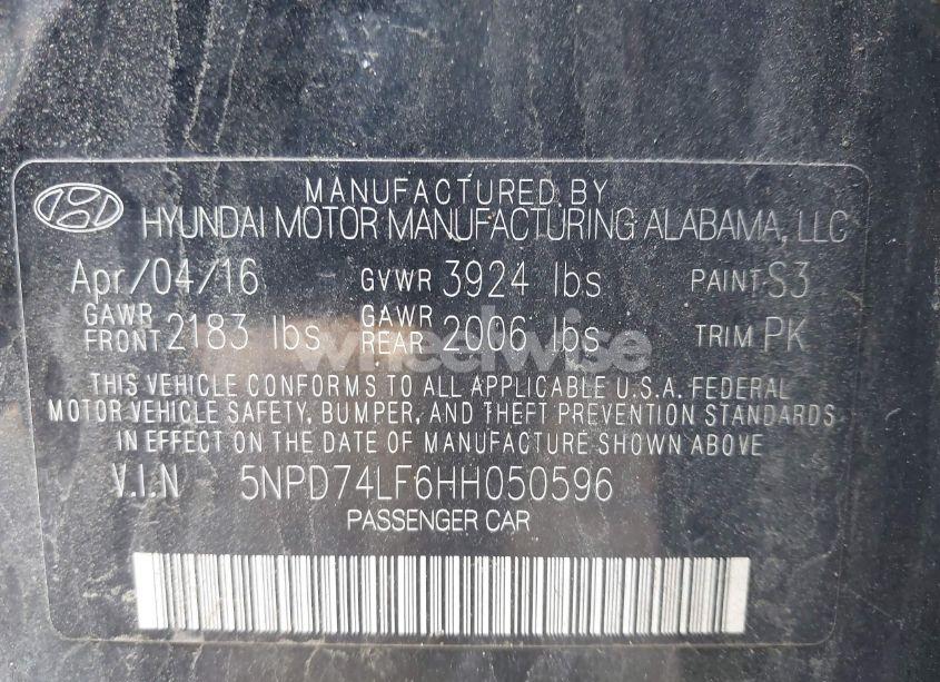 Photo 9 of 2017 Hyundai Elantra SE (VIN 5NPD74LF6HH050596)