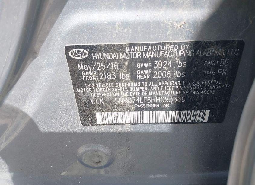 Photo 9 of 2017 Hyundai Elantra SE (VIN 5NPD74LF6HH083369)