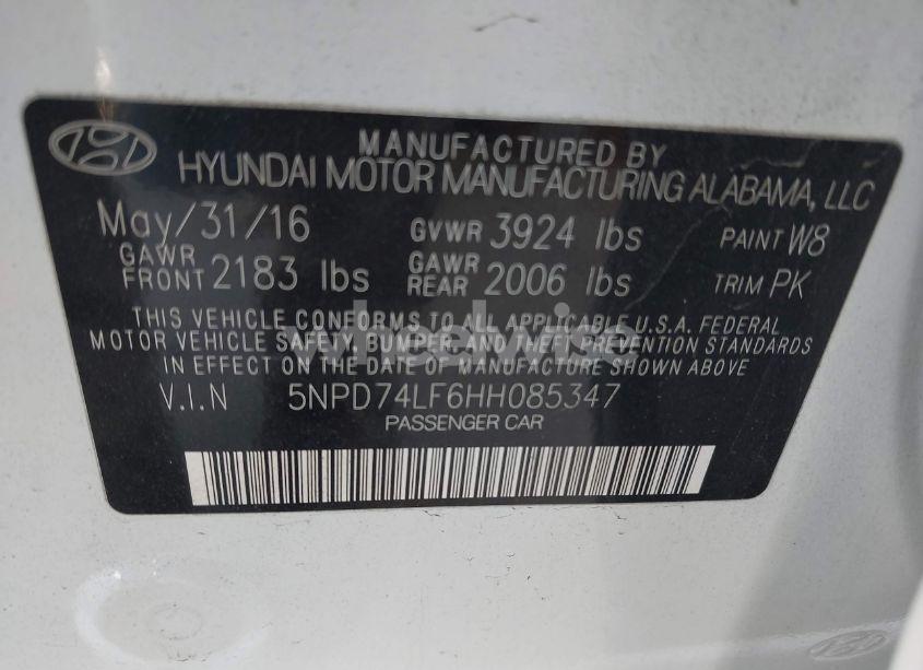 Photo 9 of 2017 Hyundai Elantra SE (VIN 5NPD74LF6HH085347)