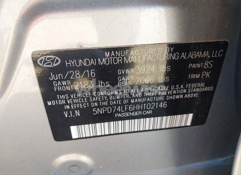 Photo 9 of 2017 Hyundai Elantra SE (VIN 5NPD74LF6HH102146)