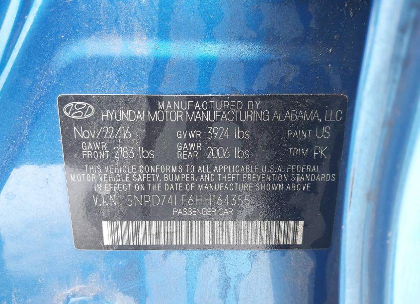 Photo 9 of 2017 Hyundai Elantra SE (VIN 5NPD74LF6HH164355)