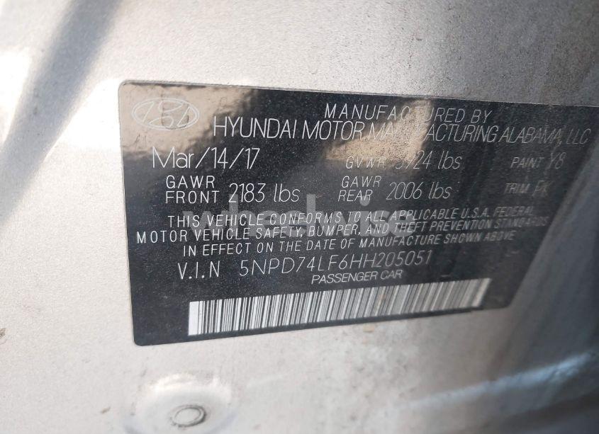 Photo 9 of 2017 Hyundai Elantra SE (VIN 5NPD74LF6HH205051)