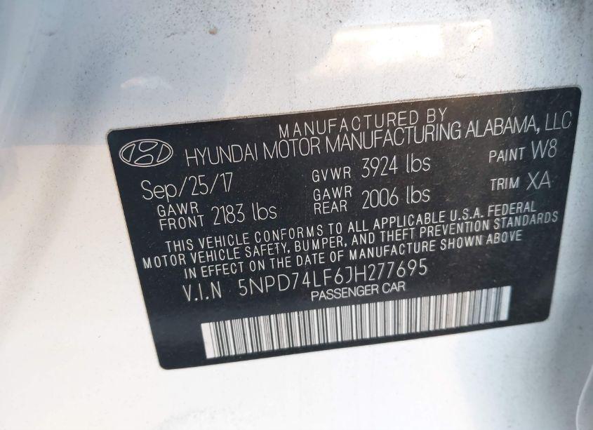 Photo 9 of 2018 Hyundai Elantra SE (VIN 5NPD74LF6JH277695)