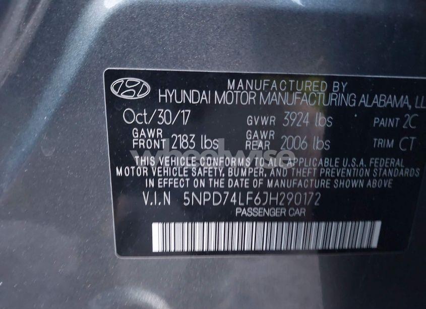 Photo 9 of 2018 Hyundai Elantra SE (VIN 5NPD74LF6JH290172)