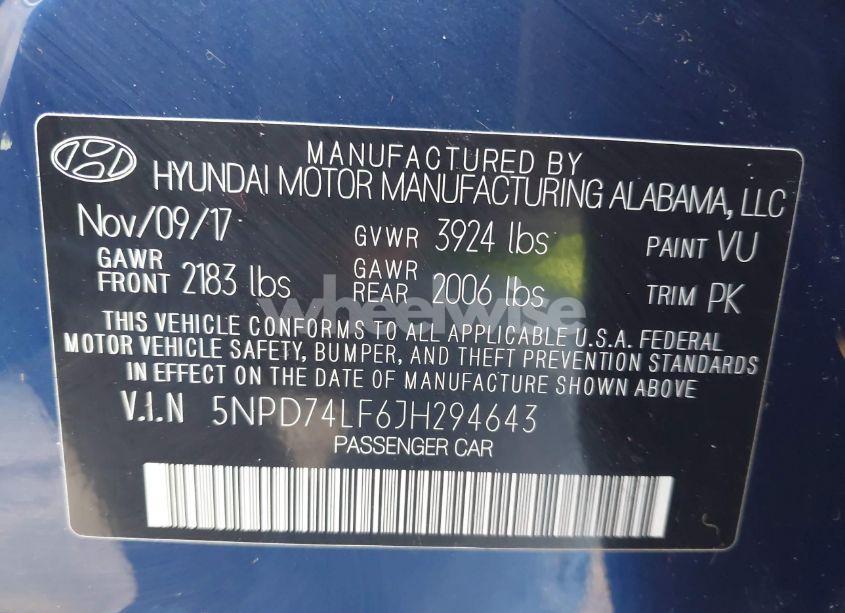 Photo 9 of 2018 Hyundai Elantra SE (VIN 5NPD74LF6JH294643)