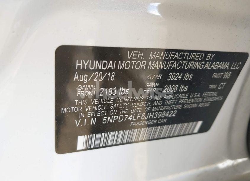 Photo 9 of 2018 Hyundai Elantra SE (VIN 5NPD74LF6JH398422)