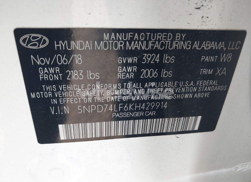 Photo 9 of 2019 Hyundai Elantra SE (VIN 5NPD74LF6KH429914)