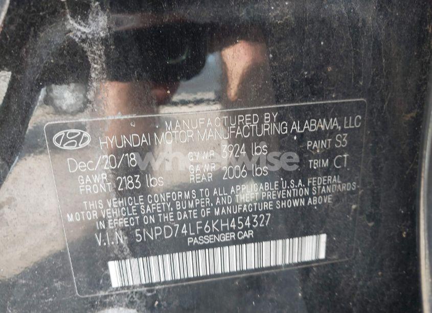 Photo 9 of 2019 Hyundai Elantra SE (VIN 5NPD74LF6KH454327)