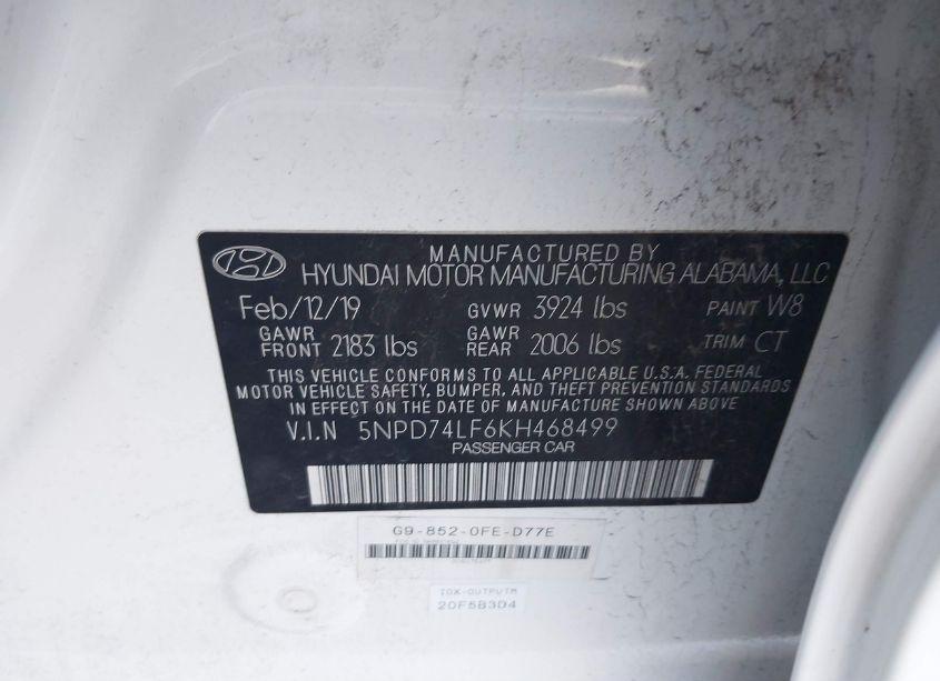 Photo 9 of 2019 Hyundai Elantra SE (VIN 5NPD74LF6KH468499)