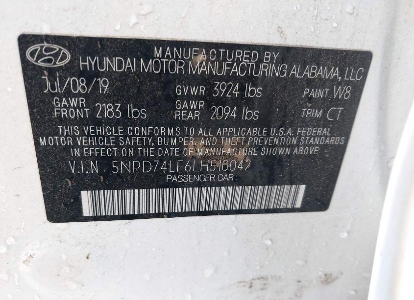 Photo 9 of 2020 Hyundai Elantra SE (VIN 5NPD74LF6LH510042)