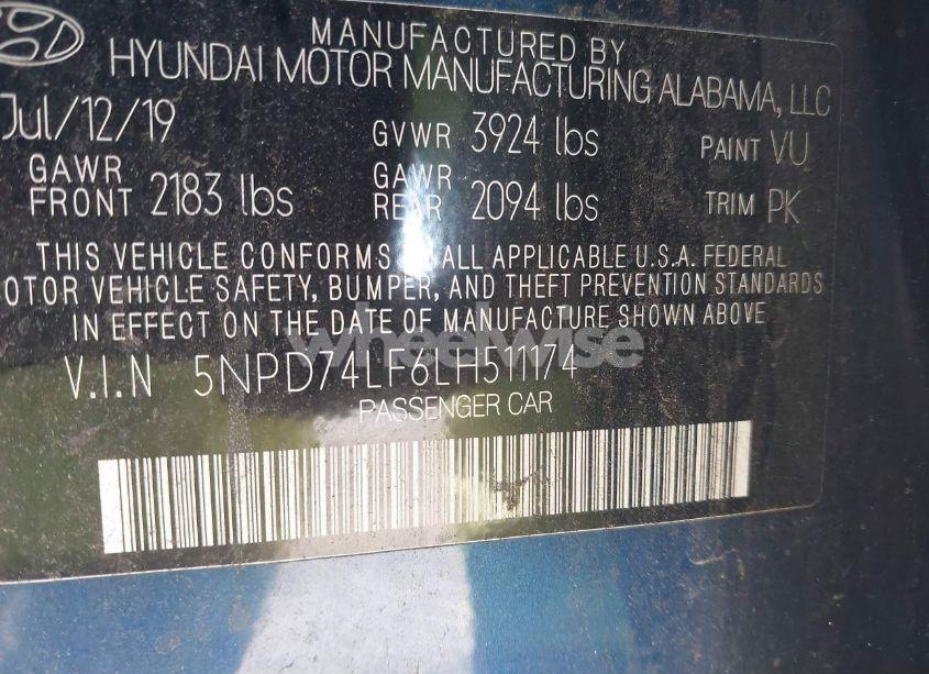 Photo 9 of 2020 Hyundai Elantra SE (VIN 5NPD74LF6LH511174)