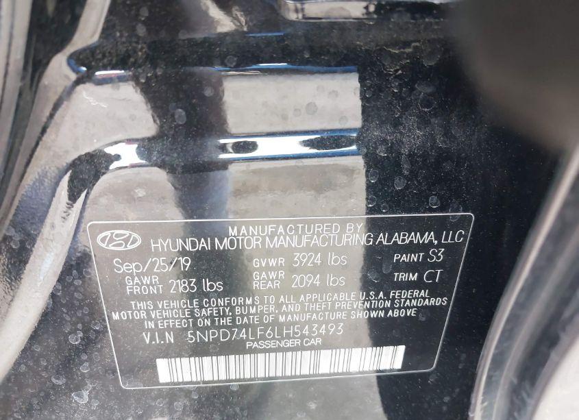 Photo 9 of 2020 Hyundai Elantra SE (VIN 5NPD74LF6LH543493)