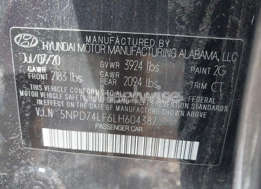 Photo 9 of 2020 Hyundai Elantra SE (VIN 5NPD74LF6LH604387)