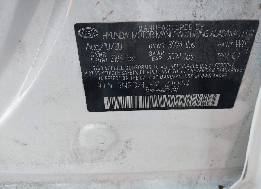 Photo 9 of 2020 Hyundai Elantra SE (VIN 5NPD74LF6LH615504)