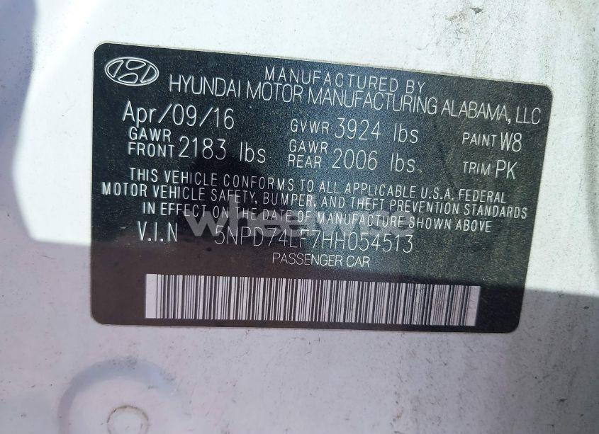 Photo 9 of 2017 Hyundai Elantra SE (VIN 5NPD74LF7HH054513)