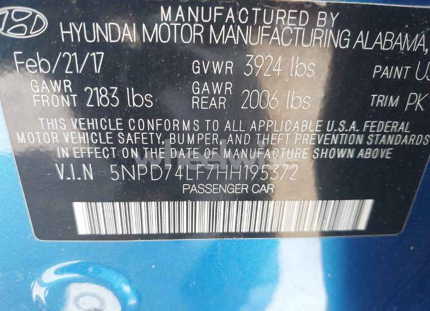 Photo 9 of 2017 Hyundai Elantra SE (VIN 5NPD74LF7HH195372)