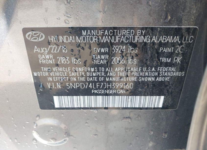 Photo 9 of 2018 Hyundai Elantra SE (VIN 5NPD74LF7JH399160)