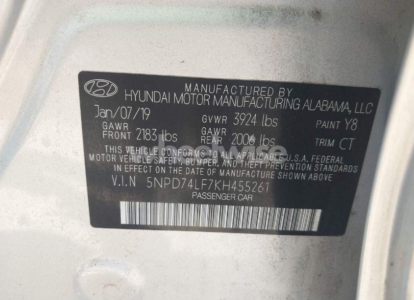 Photo 9 of 2019 Hyundai Elantra SE (VIN 5NPD74LF7KH455261)