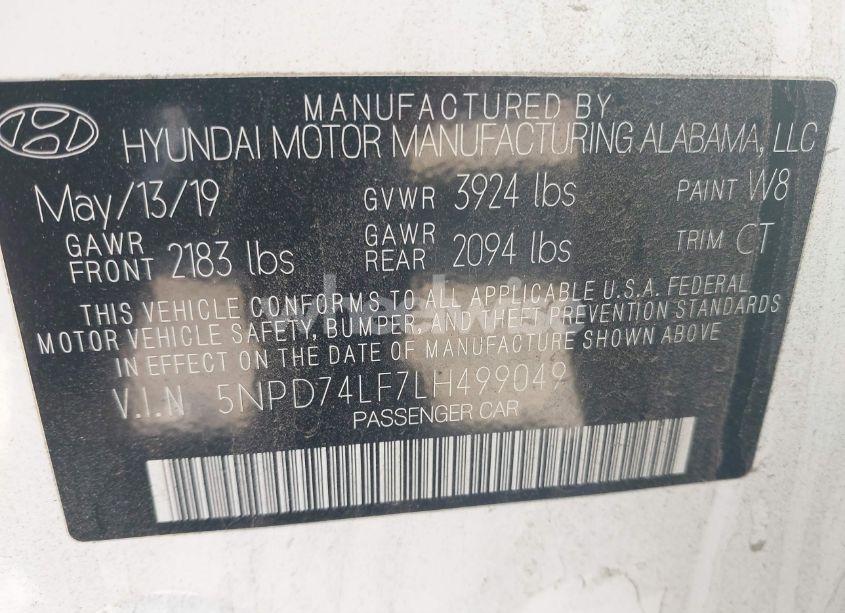 Photo 9 of 2020 Hyundai Elantra SE (VIN 5NPD74LF7LH499049)
