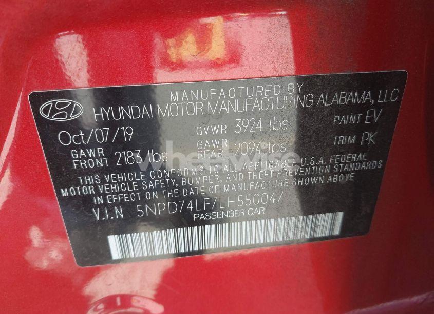 Photo 9 of 2020 Hyundai Elantra SE (VIN 5NPD74LF7LH550047)