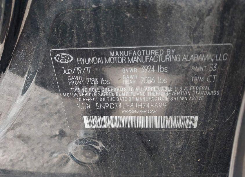 Photo 9 of 2018 Hyundai Elantra SE (VIN 5NPD74LF8JH245699)