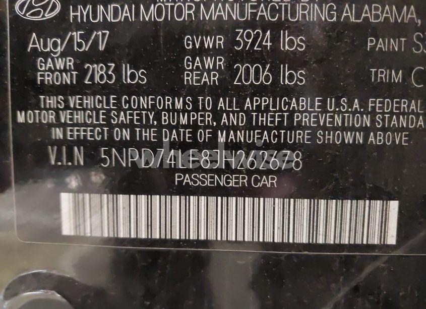 Photo 9 of 2018 Hyundai Elantra SE (VIN 5NPD74LF8JH262678)