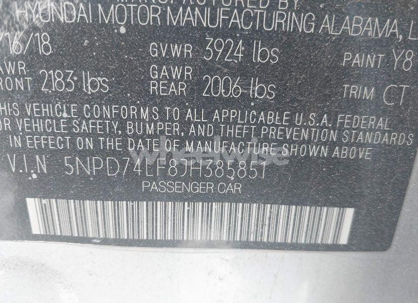 Photo 9 of 2018 Hyundai Elantra SE (VIN 5NPD74LF8JH385851)