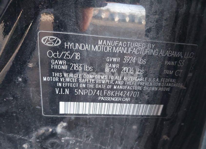 Photo 9 of 2019 Hyundai Elantra SE (VIN 5NPD74LF8KH424701)