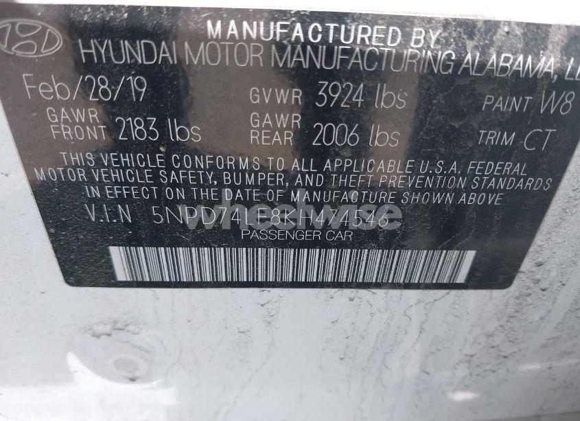 Photo 9 of 2019 Hyundai Elantra SE (VIN 5NPD74LF8KH474546)