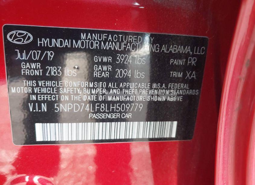 Photo 9 of 2020 Hyundai Elantra SE (VIN 5NPD74LF8LH509779)