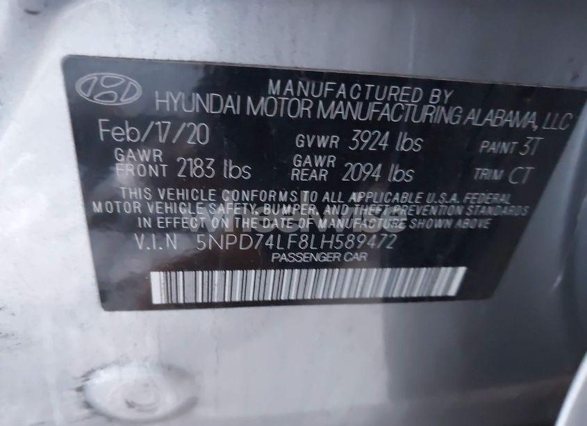 Photo 9 of 2020 Hyundai Elantra SE (VIN 5NPD74LF8LH589472)