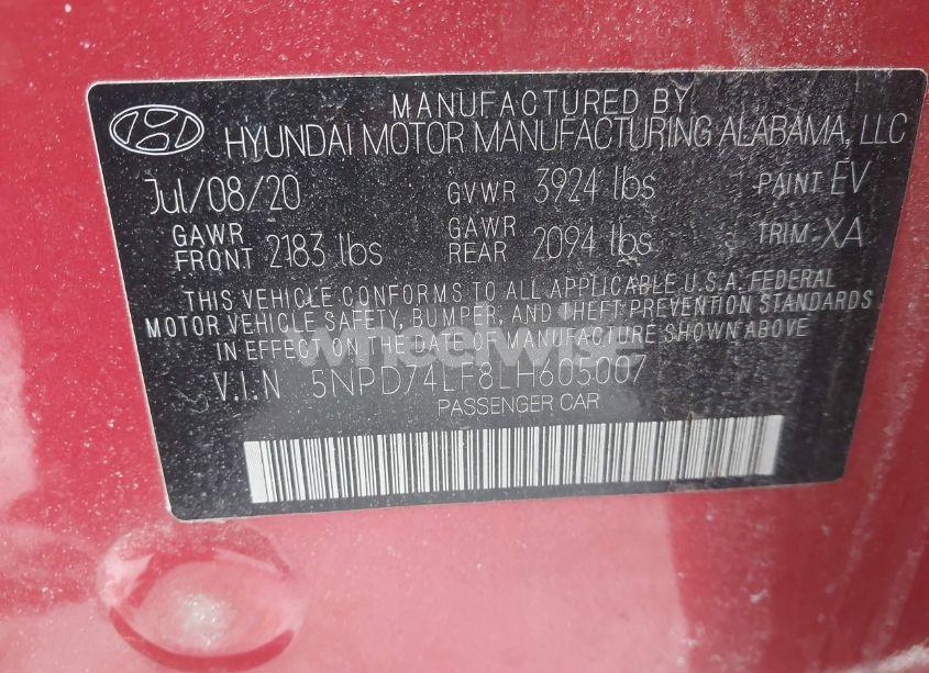 Photo 9 of 2020 Hyundai Elantra SE (VIN 5NPD74LF8LH605007)