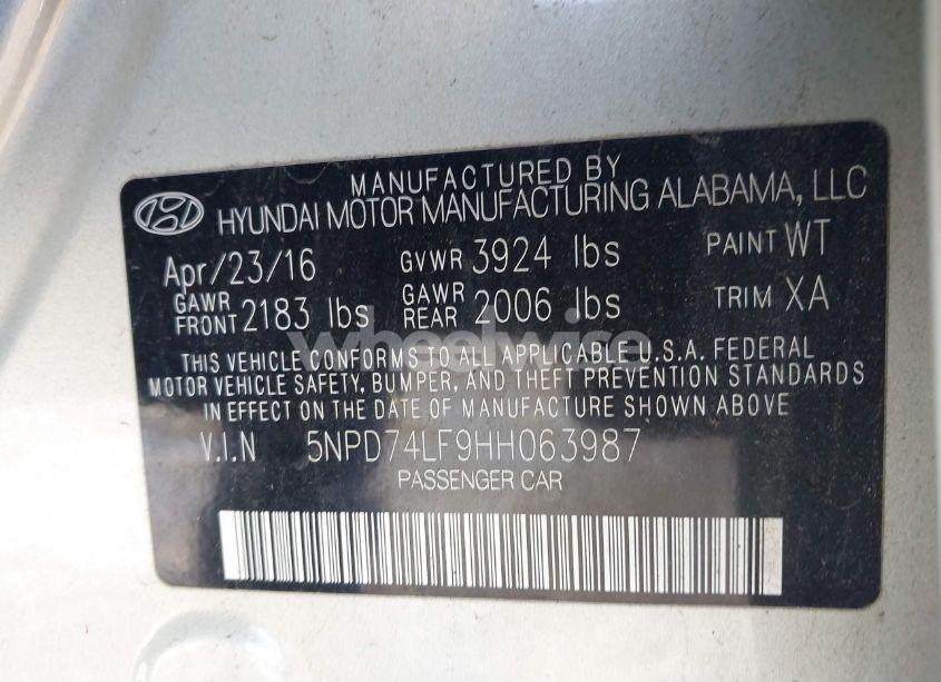 Photo 9 of 2017 Hyundai Elantra SE (VIN 5NPD74LF9HH063987)