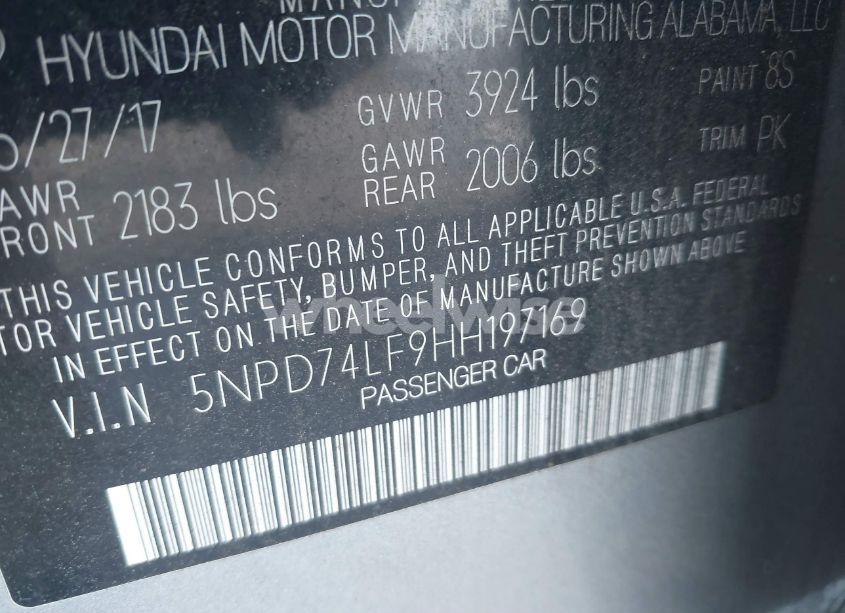 Photo 9 of 2017 Hyundai Elantra SE (VIN 5NPD74LF9HH197169)