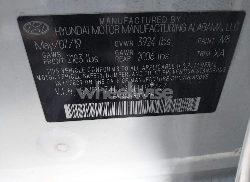 Photo 9 of 2019 Hyundai Elantra SE (VIN 5NPD74LF9KH497737)