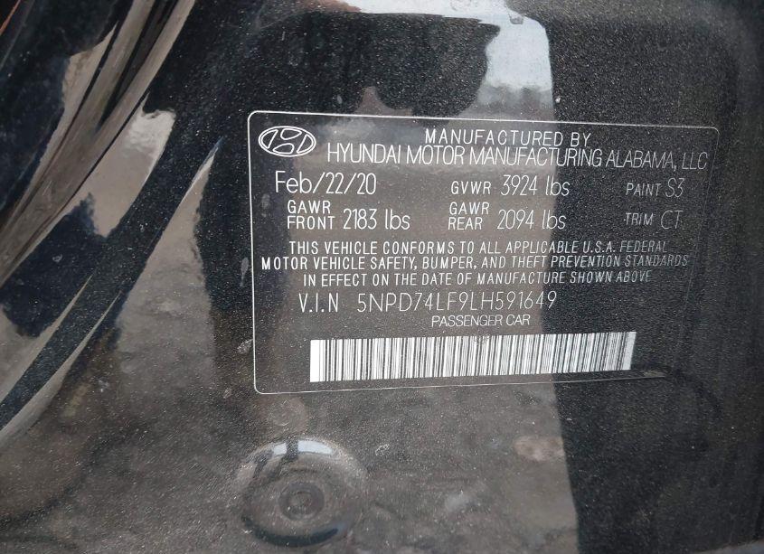 Photo 9 of 2020 Hyundai Elantra SE (VIN 5NPD74LF9LH591649)